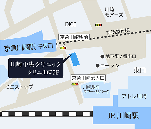 ED-MAXの川崎中央クリニックへのアクセス地図